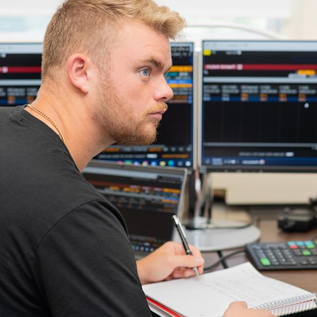 Student working in finance